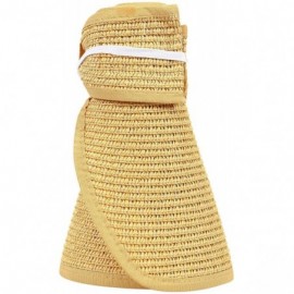 Sun Hats Women's Summer Wide Brim Roll-Up Straw Sun Visor Hat - Beige - CD12O3CB0EX $13.95