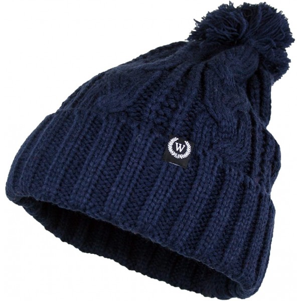 Skullies & Beanies Wonderful Fashion Trendy Winter Warm Soft Beanie Cable Knitted Hat Cap for Women - Navy - CE1256HCRM7 $9.93