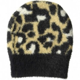 Skullies & Beanies Women's Animal Print Fuzzy Knit Scarf- Beanie- and Mittens Set - Animal Print Beanie - CX18RK8WSMS $7.32