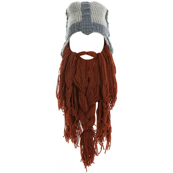 Skullies & Beanies Men's Barbarian Warrior Knit Beard Hat Original Beanie Halloween Caps - Brown - CZ12LD0E2T7 $28.64