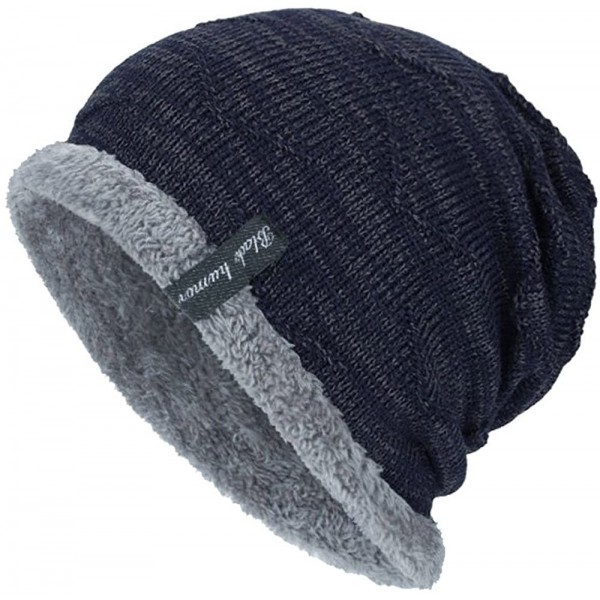 Skullies & Beanies Fashion Unisex Knit Cap Hedging Head Hat Beanie Cap Warm Outdoor Hat - Navy - CE18HYXHI9E $11.19