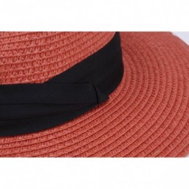 Fedoras Women and Mens Panama Hat Classic Fedora Straw Sun Hat - Rust - CO17YYI9UT9 $17.72