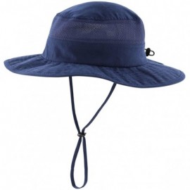 Sun Hats Men's Sun Hat UPF 50+ Wide Brim Bucket Hat Windproof Fishing Hats - M Navy Blue - CK18SA9U0UM $14.70