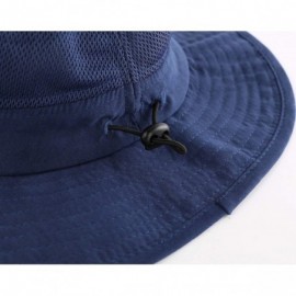 Sun Hats Men's Sun Hat UPF 50+ Wide Brim Bucket Hat Windproof Fishing Hats - M Navy Blue - CK18SA9U0UM $14.70