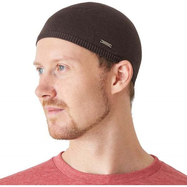 Skullies & Beanies Casualbox - Mens 100% Silk Skull Cap Beanie Hat Kufi Summer Snug Tight - Brown - CH12LUHBXOF $32.29