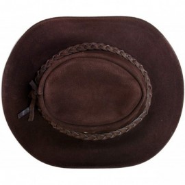 Cowboy Hats Australian Unisex Western Style Cowboy Outback Real Suede Leather Aussie Bush Hat - Brown - CW18QQA64SW $33.05