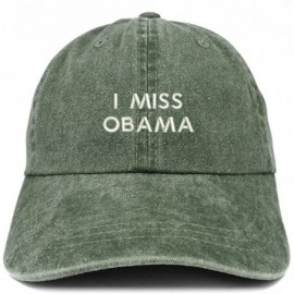 Baseball Caps I Miss Obama Embroidered Pigment Dyed Cotton Baseball Cap - Dark Green - C018CX2CGTZ $21.74