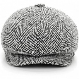 Newsboy Caps Gatsby Newsboy Hat Men Women Classic Herringbone Tweeb Flat Cap - C Light Gray - CA185YESHDY $9.84