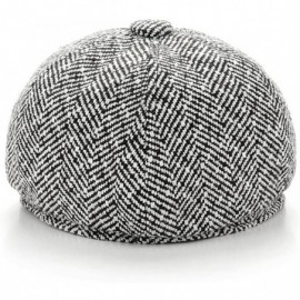 Newsboy Caps Gatsby Newsboy Hat Men Women Classic Herringbone Tweeb Flat Cap - C Light Gray - CA185YESHDY $9.84