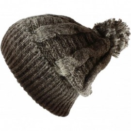 Berets Multi Color Pom Pom Crochet Thick Knit Slouchy Beanie Beret Winter Ski Hat - Gradation Chocolate - CM12C3JBBUZ $13.41