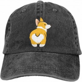 Baseball Caps Men's & Women's Cute Dog Mom & Dog Dad Baseball Cap Vintage Washed Funny Hat - Corgi Butt - Black - C4193952W9Y...