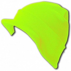 Skullies & Beanies Cuff Beanie Cap with Visor - Neon Green - CM12NYPSYL1 $11.05