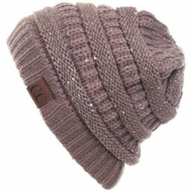 Skullies & Beanies Women Knitted Sparkle Sequin Soft Skull Cap Ponytail Messy Bun Beanie - Taupe - C718IC6829Q $11.34