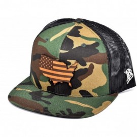 Baseball Caps 'The Patriot' Leather Patch Hat Flat Trucker - One Size Fits All - Camo/Black - CB18IGQS46Q $47.04