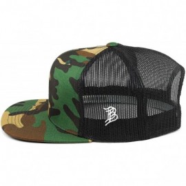 Baseball Caps 'The Patriot' Leather Patch Hat Flat Trucker - One Size Fits All - Camo/Black - CB18IGQS46Q $29.24