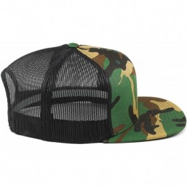 Baseball Caps 'The Patriot' Leather Patch Hat Flat Trucker - One Size Fits All - Camo/Black - CB18IGQS46Q $29.24