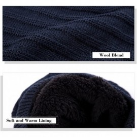 Skullies & Beanies Mens Wool/Acrylic Knitted Slouchy Beanie Winter Hats Warm Fashion Skull Cap - Navy88223 - CX18ILOTUCE $10.48