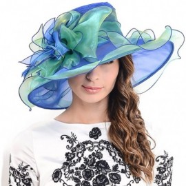Sun Hats Womens Church Dress Derby Wedding Floral Tea Party Hat Ss-035 - Large Brim-navy Green - CH12BSA4CDH $18.98