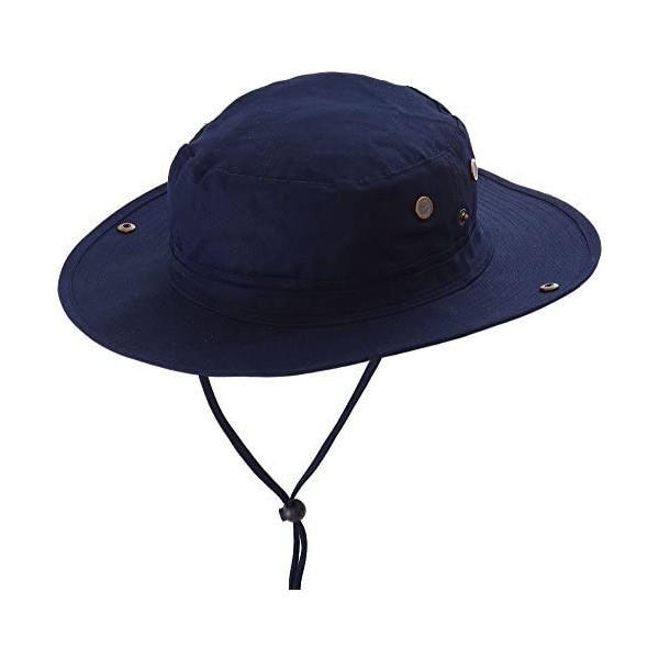 Sun Hats Men/Women 100% Cotton UV Ray Protection Safari Sun Hat - Navy - CD12DPU1OX5 $16.04
