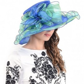 Sun Hats Womens Church Dress Derby Wedding Floral Tea Party Hat Ss-035 - Large Brim-navy Green - CH12BSA4CDH $18.98
