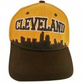 Baseball Caps Cleveland Skyline Men's Adjustable Baseball Cap - Orange/Brown - CH182Q6T744 $14.01