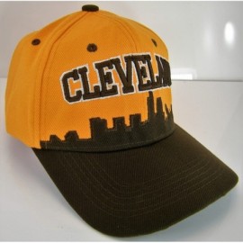 Baseball Caps Cleveland Skyline Men's Adjustable Baseball Cap - Orange/Brown - CH182Q6T744 $14.01