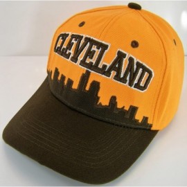 Baseball Caps Cleveland Skyline Men's Adjustable Baseball Cap - Orange/Brown - CH182Q6T744 $14.01