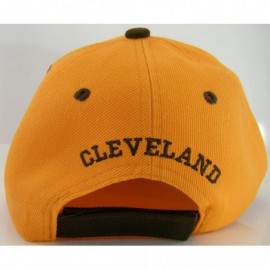 Baseball Caps Cleveland Skyline Men's Adjustable Baseball Cap - Orange/Brown - CH182Q6T744 $14.01