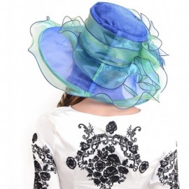 Sun Hats Womens Church Dress Derby Wedding Floral Tea Party Hat Ss-035 - Large Brim-navy Green - CH12BSA4CDH $18.98