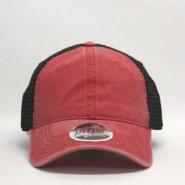 Baseball Caps Vintage Washed Cotton Soft Mesh Adjustable Baseball Cap - Red/Red/Black - CW189WG02XK $9.44