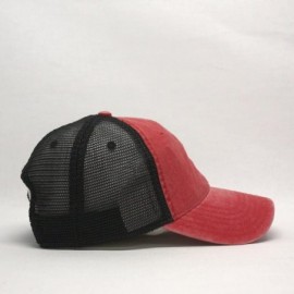 Baseball Caps Vintage Washed Cotton Soft Mesh Adjustable Baseball Cap - Red/Red/Black - CW189WG02XK $9.44