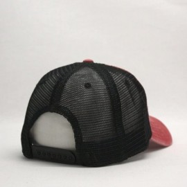 Baseball Caps Vintage Washed Cotton Soft Mesh Adjustable Baseball Cap - Red/Red/Black - CW189WG02XK $9.44