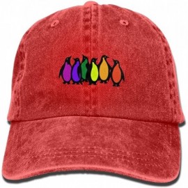 Skullies & Beanies Gay Pride Rainbow Penguins Adult Sport Adjustable Baseball Cap Cowboy Hat - Red - C51864YN24Q $11.18
