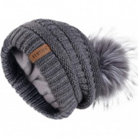 Skullies & Beanies Winter Slouchy Beanie Hats Women Fleece Lined Warm Ski Knitted Pom Pom Hat - 30-gray - C718ULWHQ5X $26.28