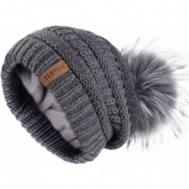 Skullies & Beanies Winter Slouchy Beanie Hats Women Fleece Lined Warm Ski Knitted Pom Pom Hat - 30-gray - C718ULWHQ5X $16.92