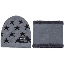 Skullies & Beanies Men's Warm Beanie Winter Thicken Hat and Scarf Two-Piece Knitted Windproof Cap Set - D-gray - CA193CC3LCA ...