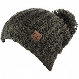 Skullies & Beanies Women's Chenille Soft Stretchy Pom Cuffed Knit Beanie Cap Hat - New Olive - CF18IQE832I $10.92