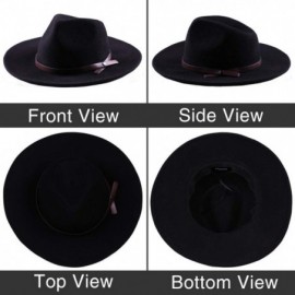 Cowboy Hats Wide Brim Fedora Hat Western Wool Cowboy Felt Hats Men Women Crushable Outback Trilby Caps Outdoor - Black - CL18...
