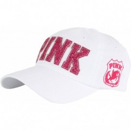 Baseball Caps New Pink Emblem Women Sexy Twinkle Club Lady Ball Cap Baseball Hat Truckers - White - C611TMI6XVN $23.28
