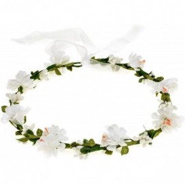 Headbands Women Boho Flower Headband Berry Floral Crown Hair Wreath Garland Halo - White - CQ18EG0T46C $9.08