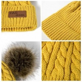 Skullies & Beanies Girls Boys Knit Cap Warm Fur Ball Baby Winter Knit Hat Children Beanie Hats & Caps - Yellow - CD193N044NS ...