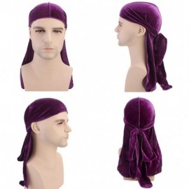 Skullies & Beanies Unisex Velvet and Silky Deluxe Durag for 360 Waves Headwraps Long-Tail Du-RAG - B - 3 Pack- Black + Red + ...