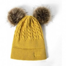 Skullies & Beanies Girls Boys Knit Cap Warm Fur Ball Baby Winter Knit Hat Children Beanie Hats & Caps - Yellow - CD193N044NS ...