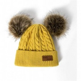 Skullies & Beanies Girls Boys Knit Cap Warm Fur Ball Baby Winter Knit Hat Children Beanie Hats & Caps - Yellow - CD193N044NS ...