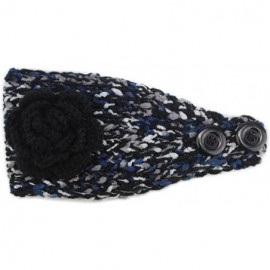 Cold Weather Headbands Elegant Camellia Flower Cable Knit Winter Turban Ear Warmer Headband - Black - CX189R783TU $10.14