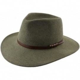 Fedoras Classique Large Wool Felt Fedora Hat Packable Water Repellent Wide Brim - Vert-chine - C8187NKDYN0 $93.21
