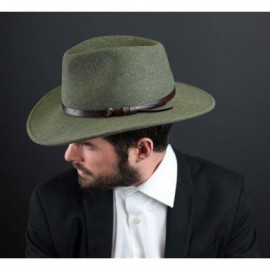 Fedoras Classique Large Wool Felt Fedora Hat Packable Water Repellent Wide Brim - Vert-chine - C8187NKDYN0 $39.02