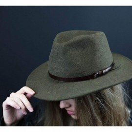 Fedoras Classique Large Wool Felt Fedora Hat Packable Water Repellent Wide Brim - Vert-chine - C8187NKDYN0 $39.02