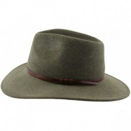 Fedoras Classique Large Wool Felt Fedora Hat Packable Water Repellent Wide Brim - Vert-chine - C8187NKDYN0 $39.02