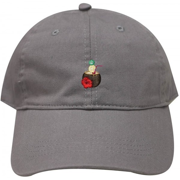 Baseball Caps Coconut Drink Cotton Baseball Dad Cap - Light Grey - CU1822T2H93 $9.58